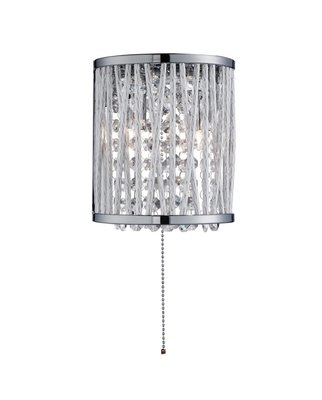 Design LED Lampe Chrom Kristall Glas mit Zugpendel, 2x33W G9